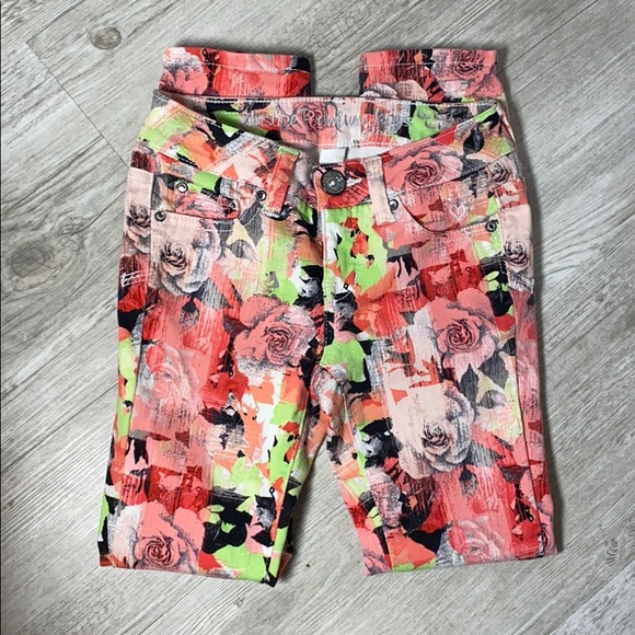 Justice floral graphic stretch jeans size 7 - Picture 1 of 4